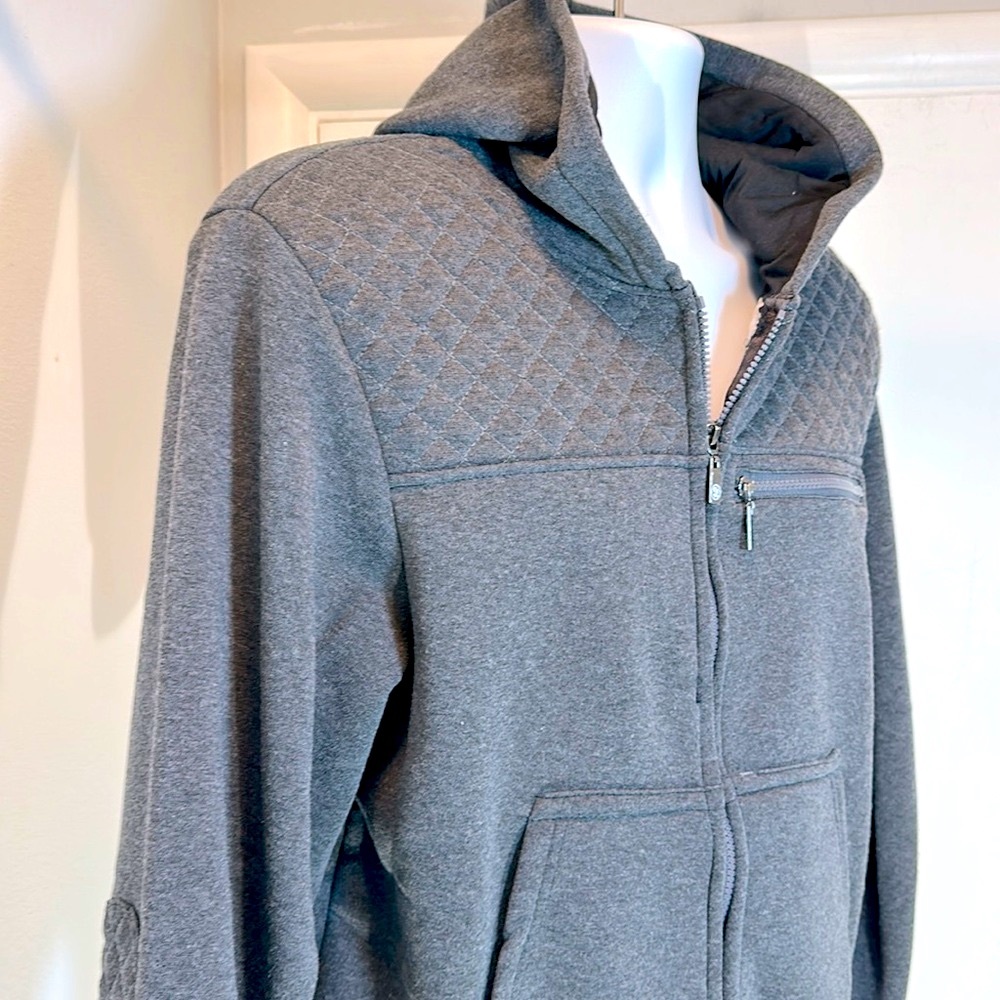 Street Rules Streetwear Steel-Grey Quilted Zip Up Fleece Hoodie MED NWT - Picture 5 of 16